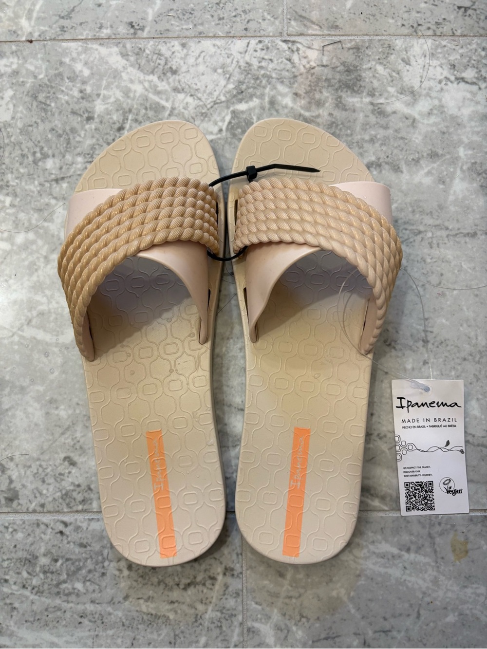 Ipanema Beige Braided-strap Slide Sandals in Size 9